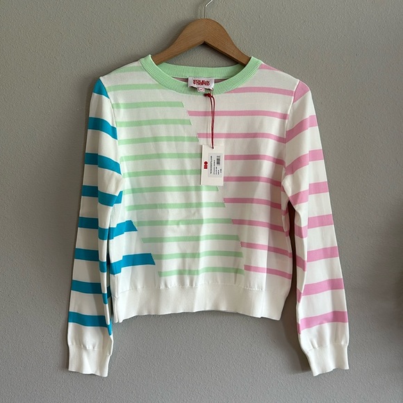 NWT Solid & Striped The Mackenzie Pullover Sweater Pink/White/Green/Blue Medium - Picture 3 of 12